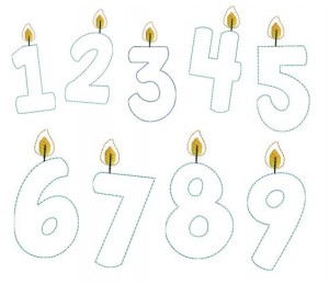 Stickserie - Geburtstagszahlen Kerzen 0-9